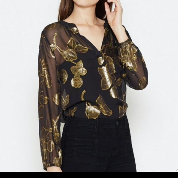 ****SOLD****Joie Metallic Split Neck Blouse - Perfect for holidays!!! - Picture 5 of 7